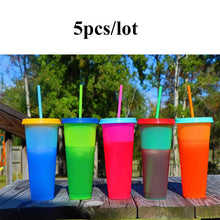 Load image into Gallery viewer, 20pcs/lot Reusable Plastic Water Bottle Temperature Color Changing Cold Cup Magic Tumbler Personalized Father's Gift Bulk