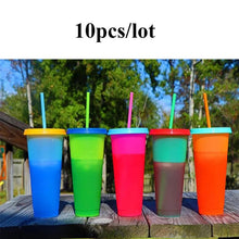 Load image into Gallery viewer, 20pcs/lot Reusable Plastic Water Bottle Temperature Color Changing Cold Cup Magic Tumbler Personalized Father's Gift Bulk
