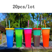 Load image into Gallery viewer, 20pcs/lot Reusable Plastic Water Bottle Temperature Color Changing Cold Cup Magic Tumbler Personalized Father's Gift Bulk

